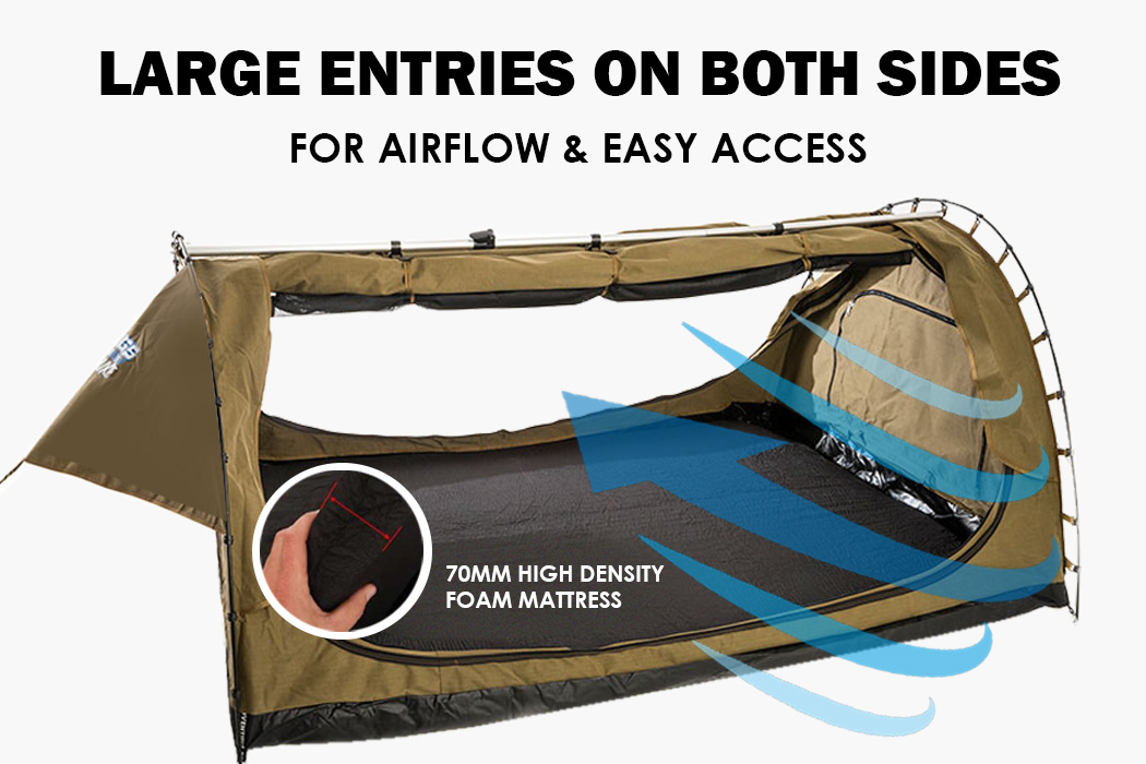 Kings Big Daddy Deluxe Double Swag 4WD Camping Tent 400gsm Canvas 70mm